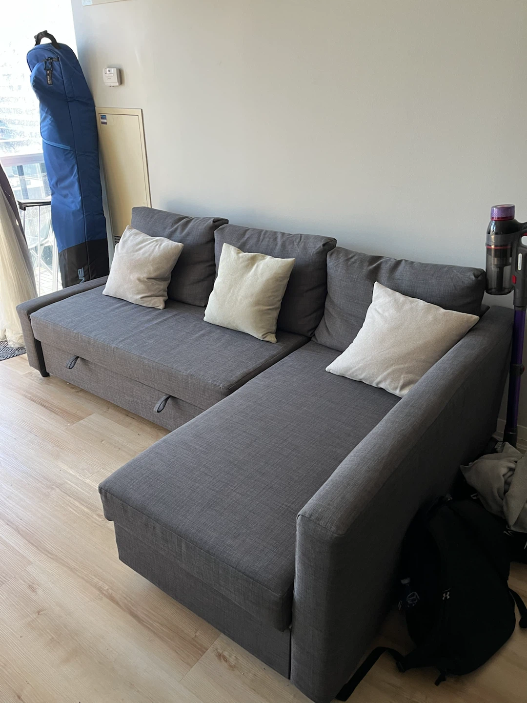 IKEA FRIHETEN Sofa-bed, Storage + EXTRA Cotton Pillows