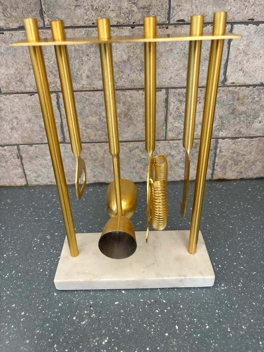 Gold Bar Tool Set with Marble Base