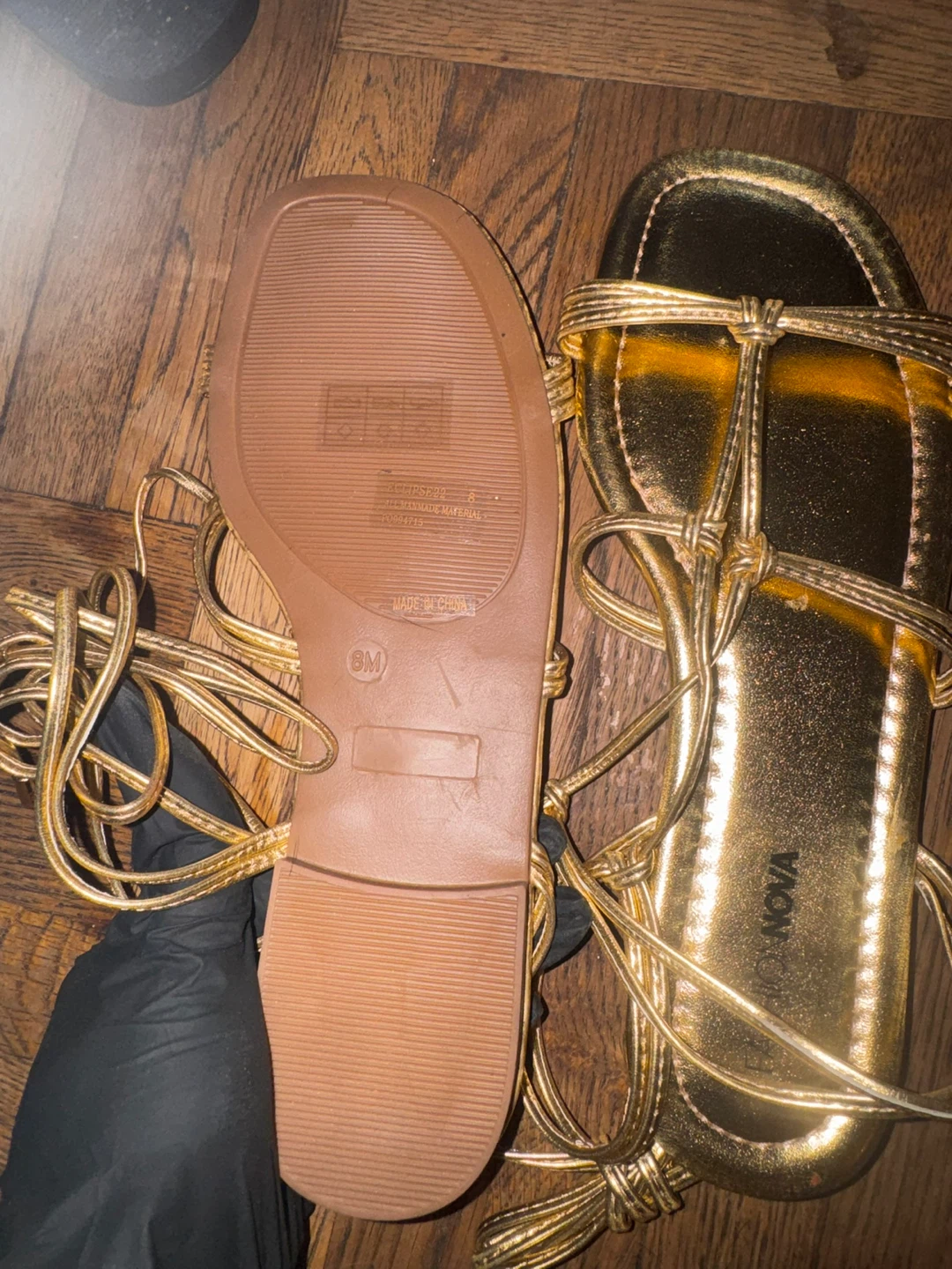 Fashion Nova Gold Lace-Up Sandals Size 8M - photo 2