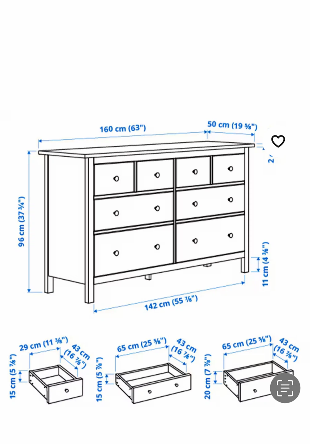 IKEA HEMNES dresser in black brown with 8 drawers - photo 5