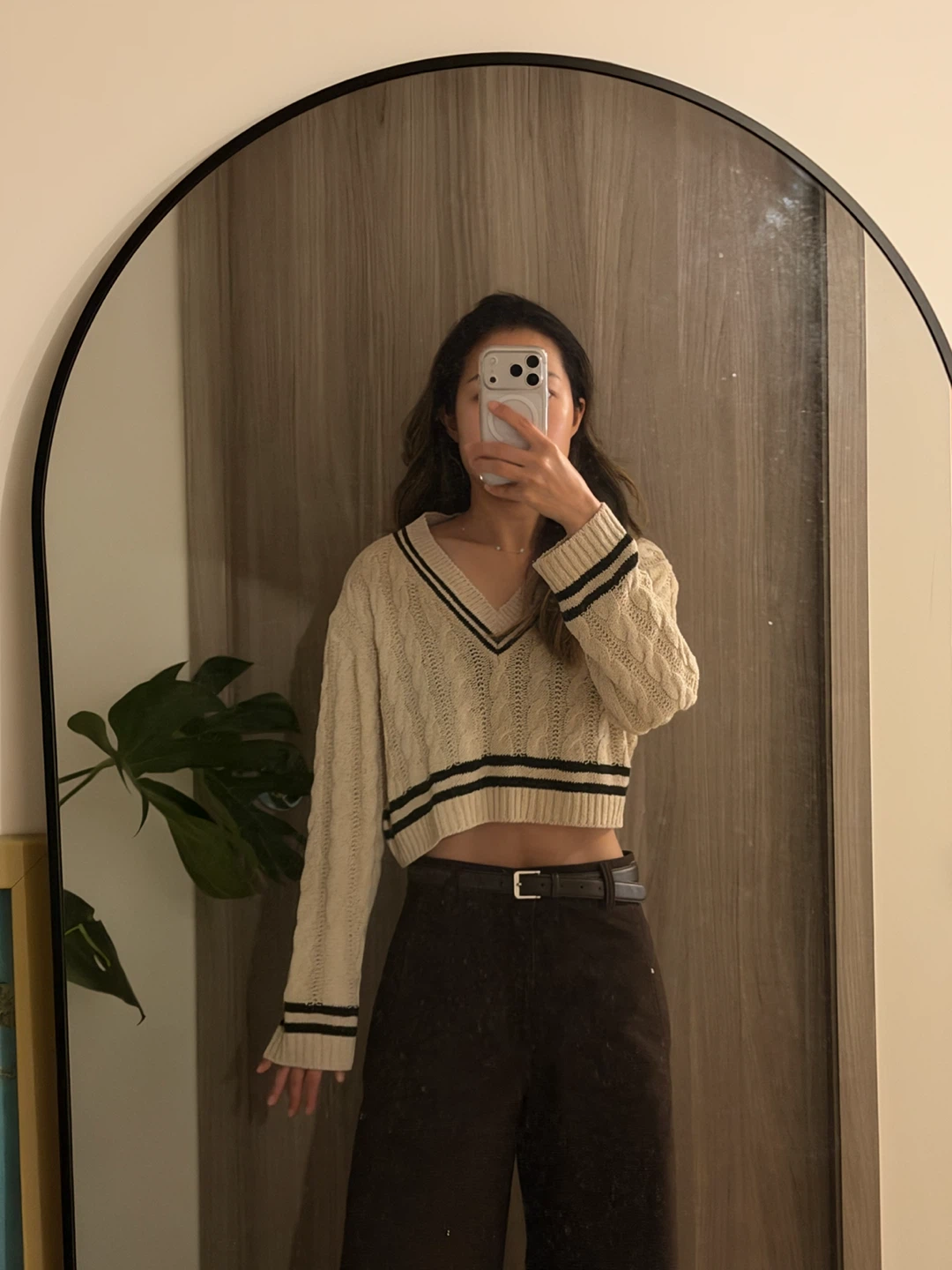 Two Cropped Cable Knit V-Neck Sweaters - photo 2