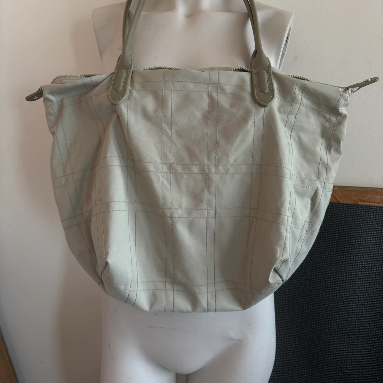 Light Green Quilted Nylon Tote Bag - photo 2