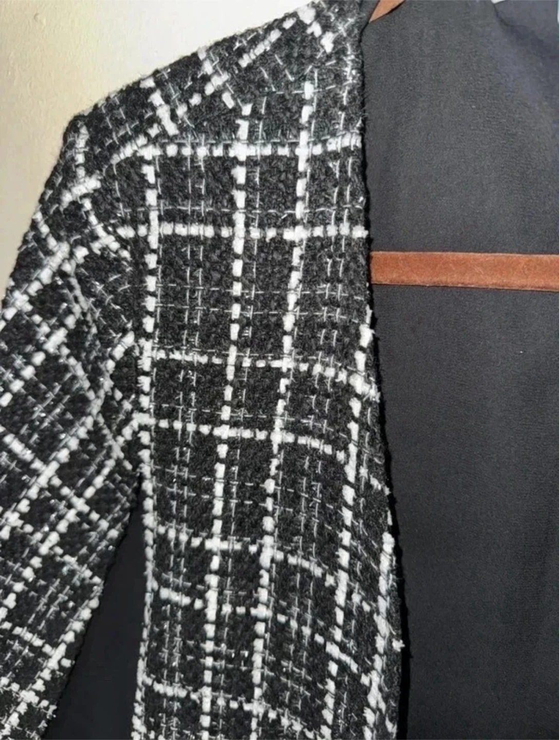 OVI Black & White Tweed Cape Blazer – Size Large - photo 3