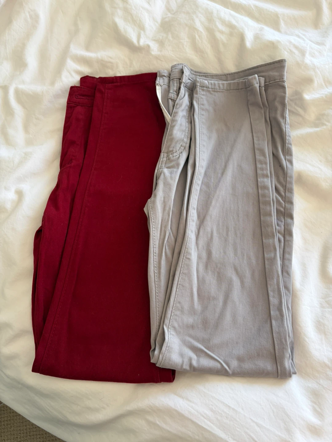Slim Fit Pants, Burgundy and Light Grey, Only Worn Twice!