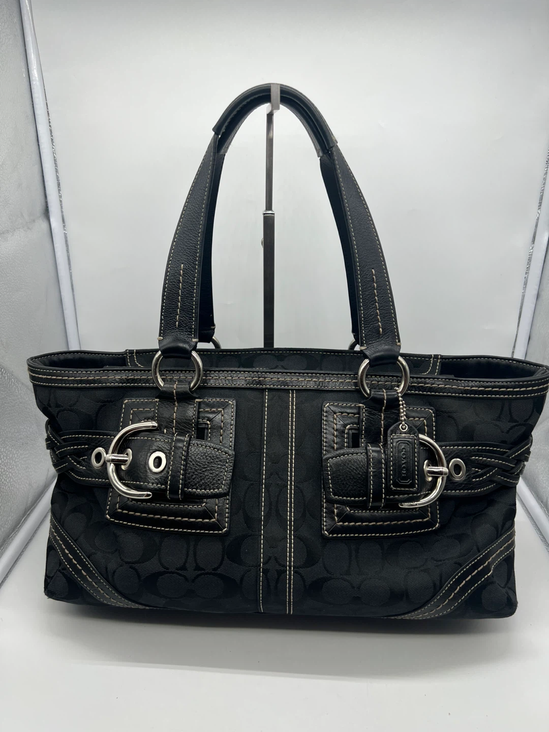 COACH 05089 Soho Sig Black Jacquard Leather Braided Shoulder Bag