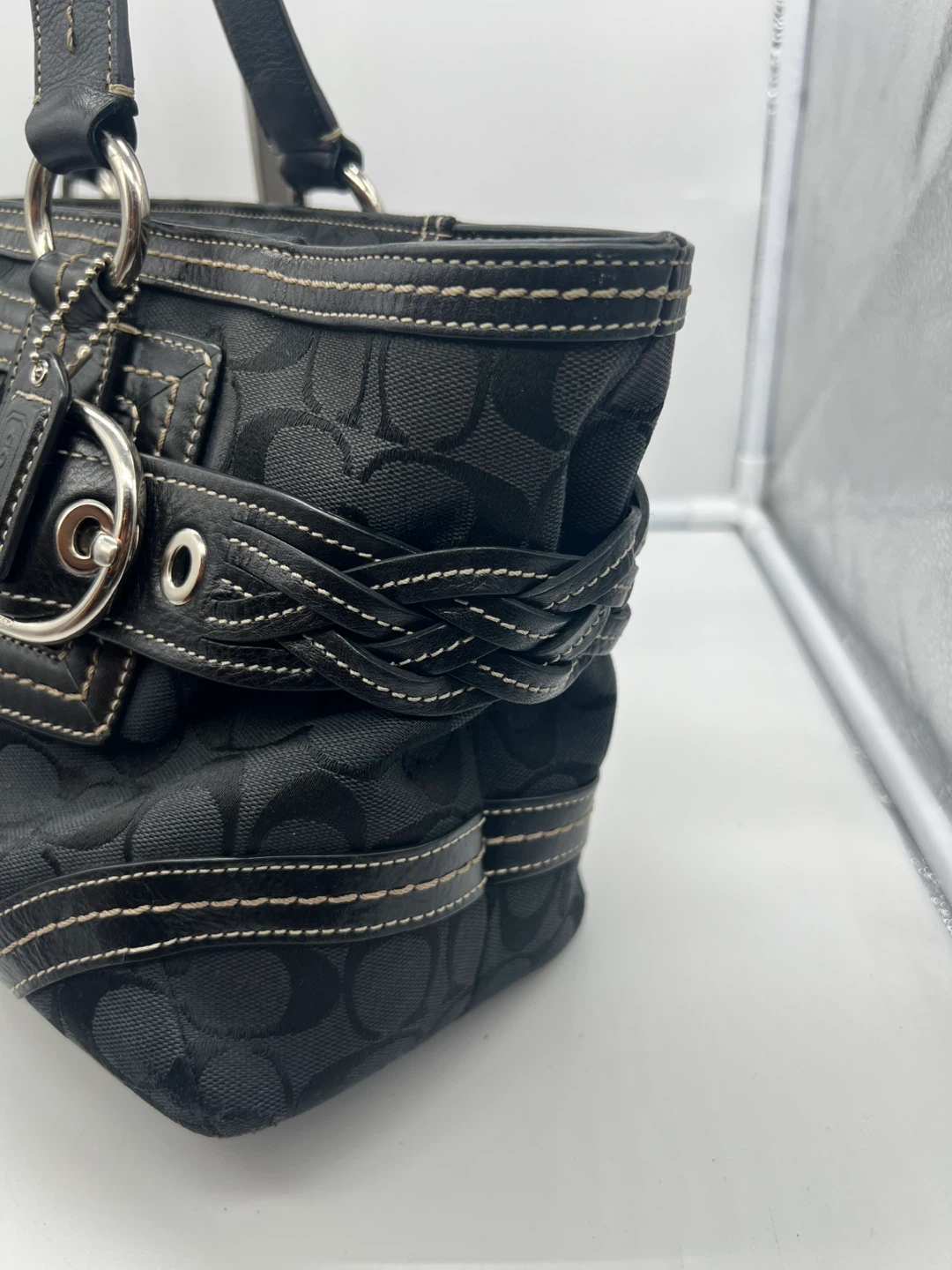 COACH 05089 Soho Sig Black Jacquard Leather Braided Shoulder Bag - photo 2