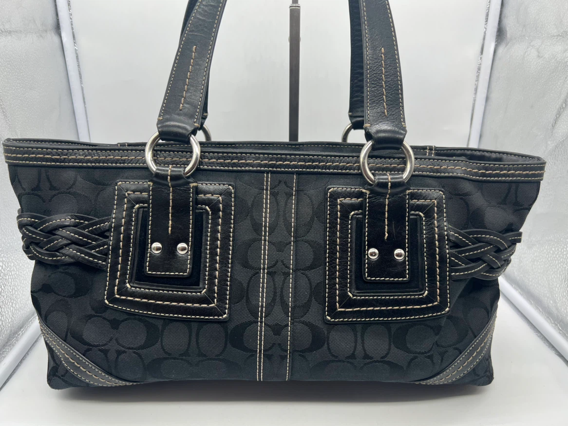 COACH 05089 Soho Sig Black Jacquard Leather Braided Shoulder Bag - photo 3