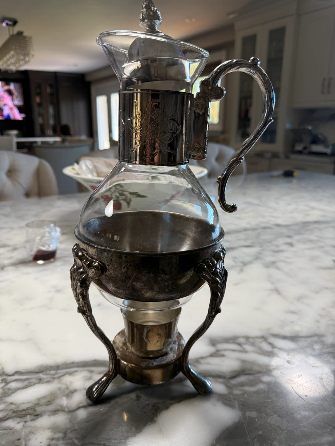 Vintage Silver Plated Glass Coffee Carafe