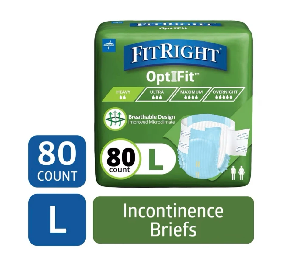 Medline FitRight OptiFit Incontinence Briefs, Size Large