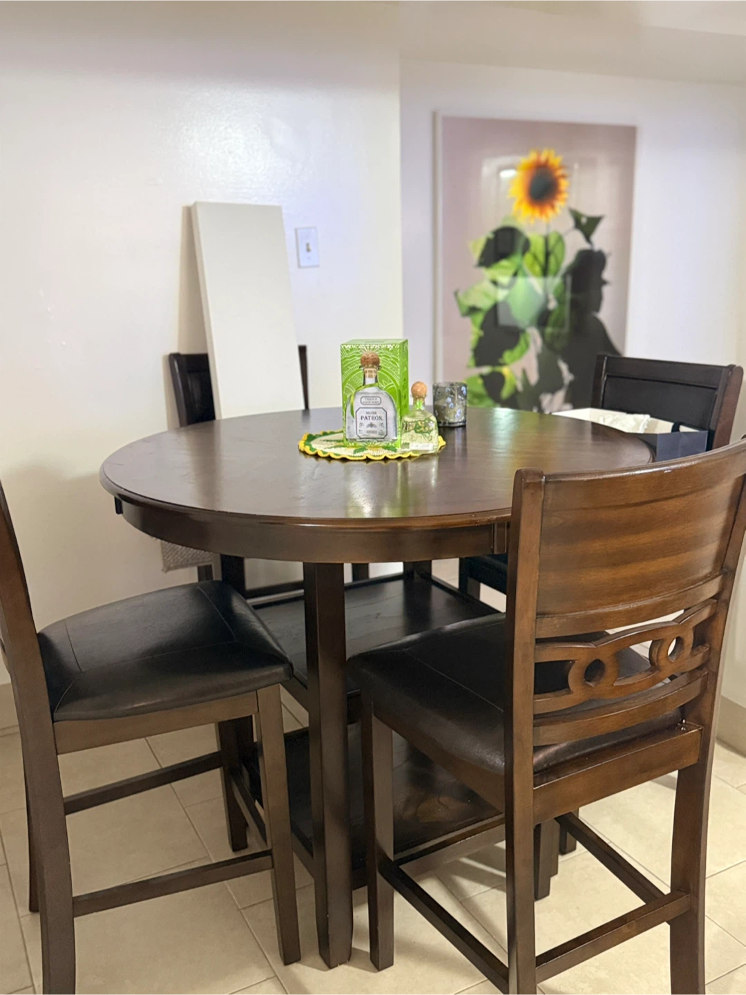 Round Wooden Dining Table with 4 Chairs