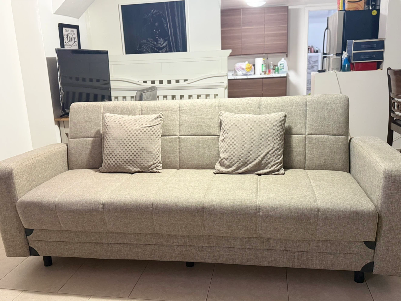 Convertible Sofa Bed in Light Gray