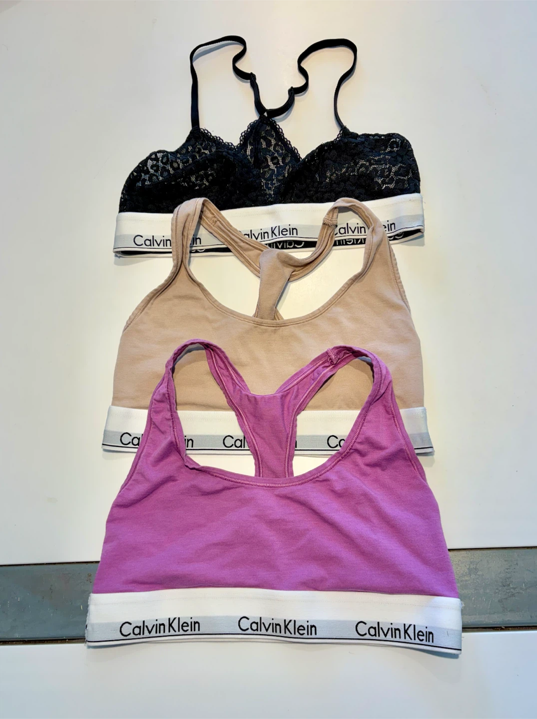 3 Calvin Klein Racerback Bralettes size medium