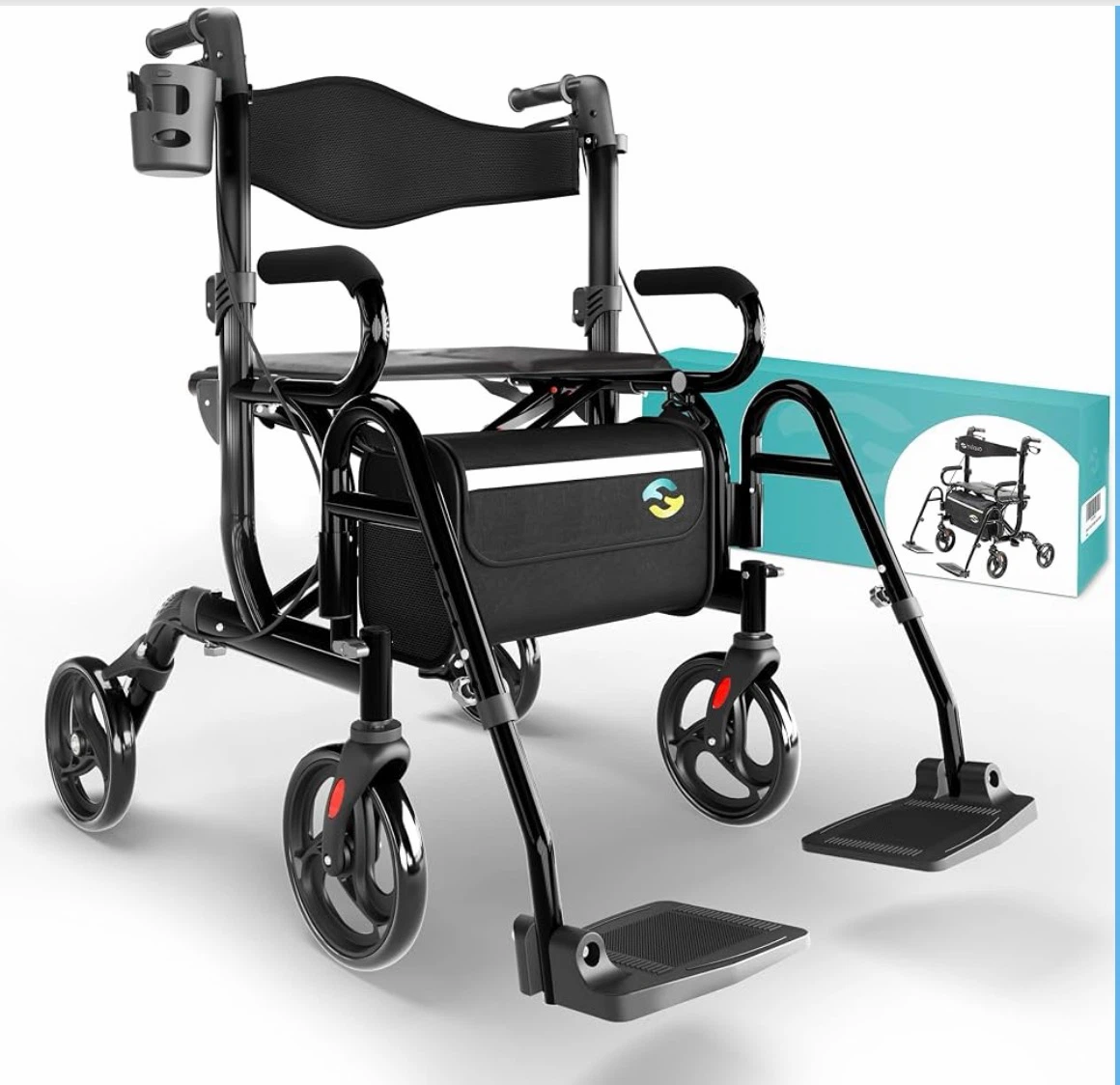 Helavo H1070 2-in-1 Rollator & Transport Chair – New/Open Box - photo 3