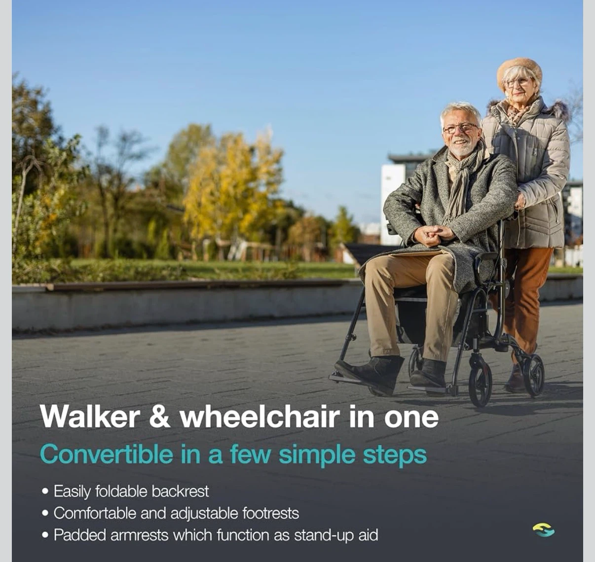 Helavo H1070 2-in-1 Rollator & Transport Chair – New/Open Box - photo 4
