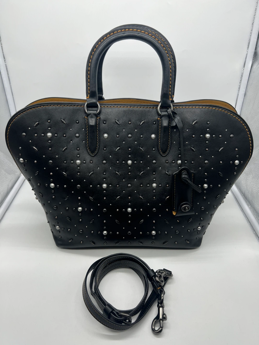 COACH 12163 Prairie Rivets Dakotah Leather Satchel Bowling Bag
