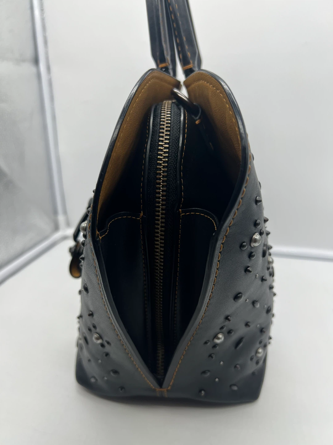 COACH 12163 Prairie Rivets Dakotah Leather Satchel Bowling Bag - photo 3