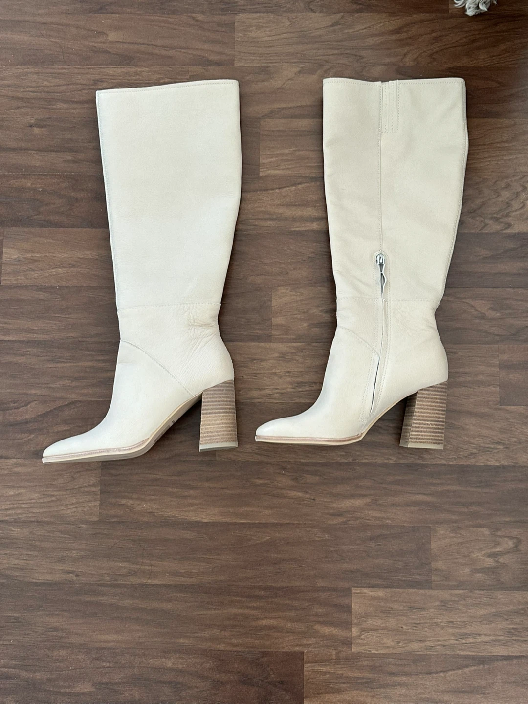 Size 8.5   Beige Leather Knee-High Boots