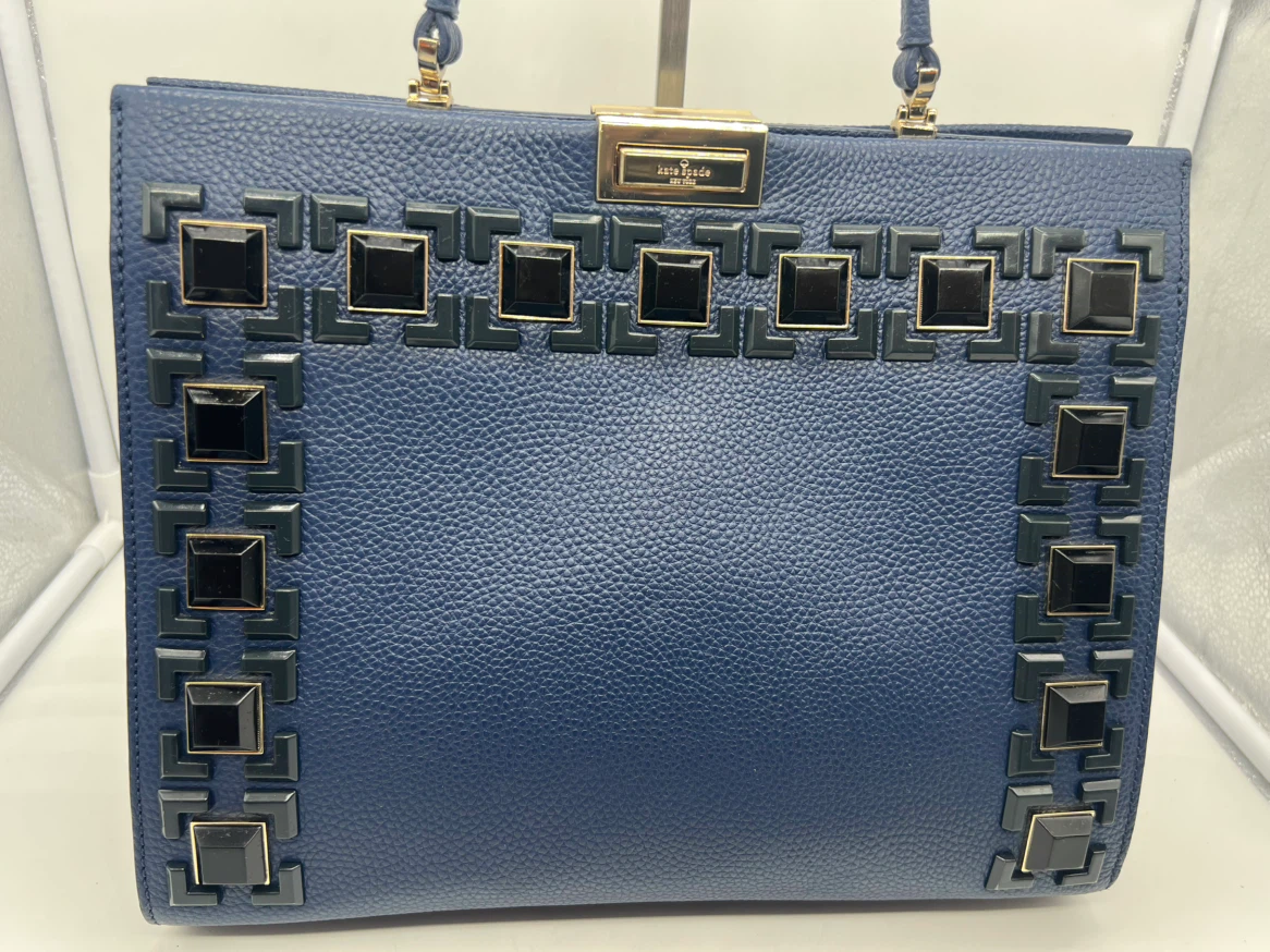 KATE SPADE Ainslie Street Etta Navy Leather Studded Satchel Bag - photo 2