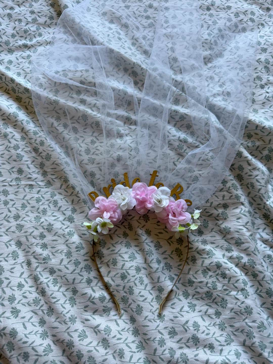 Bride to Be Flower Crown Headband with Veil