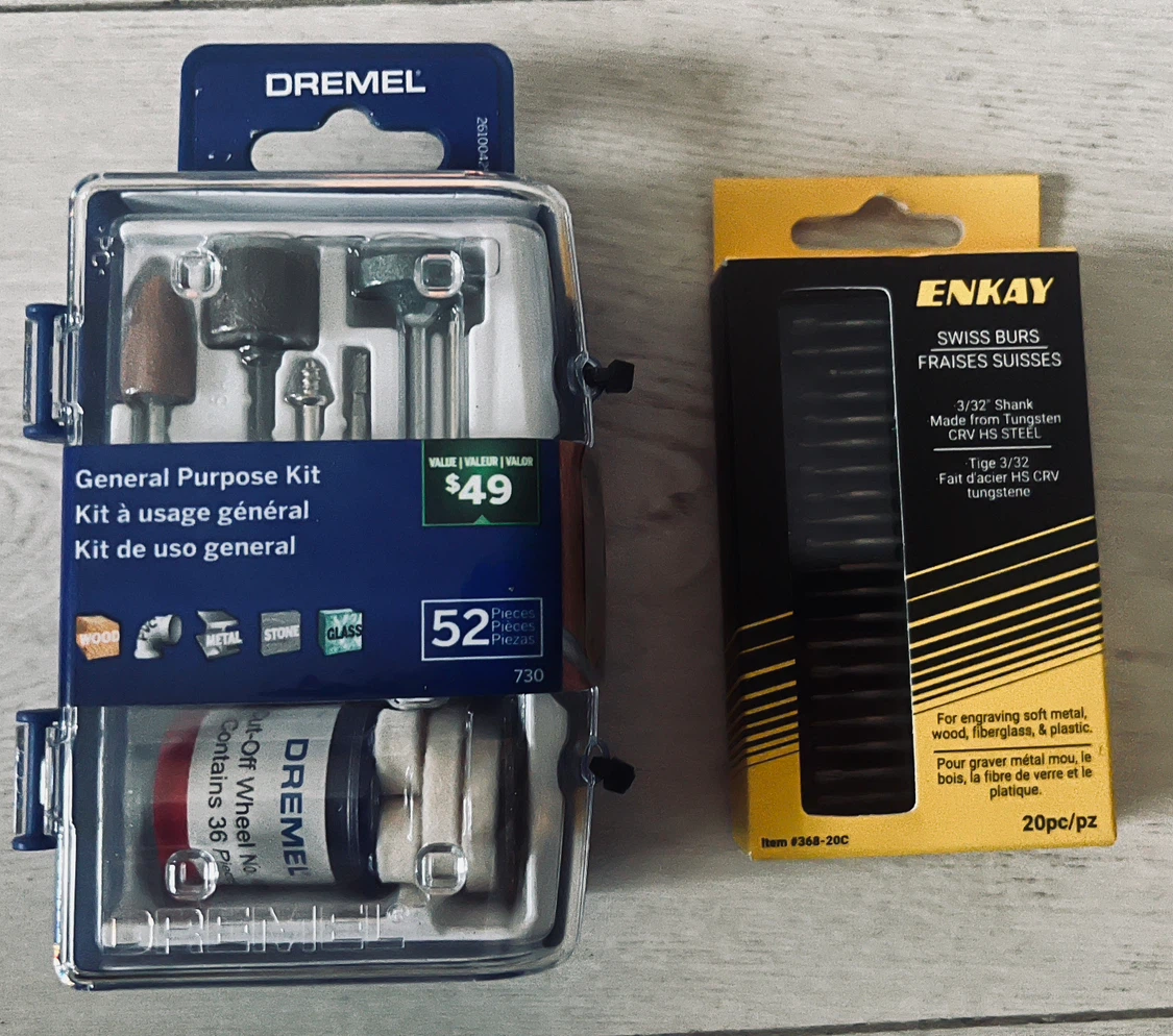 Dremel 52pc Accessory Kit and Enkay 20pc Swiss Burs