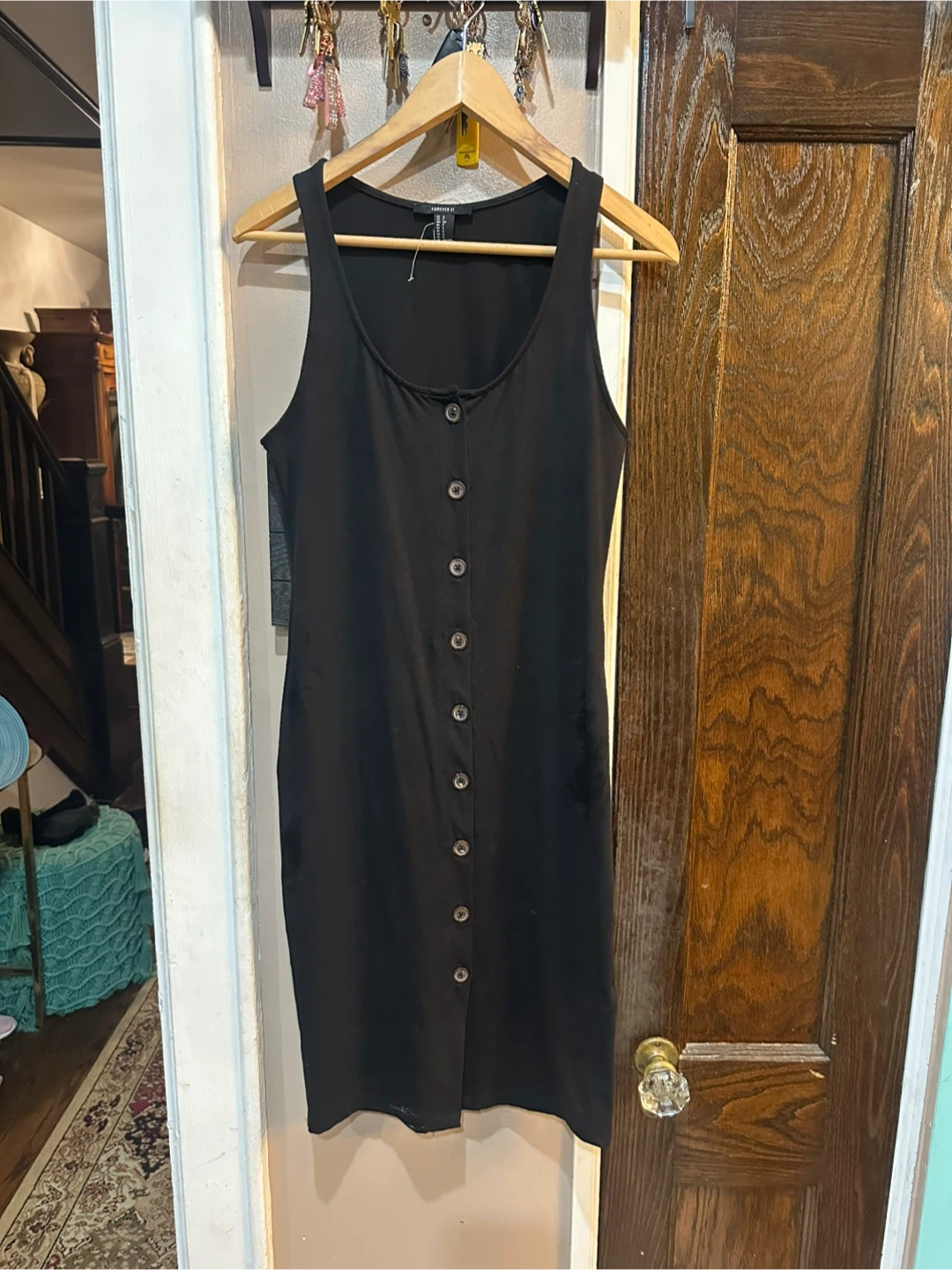 Forever 21 Black Button-Down Dress
