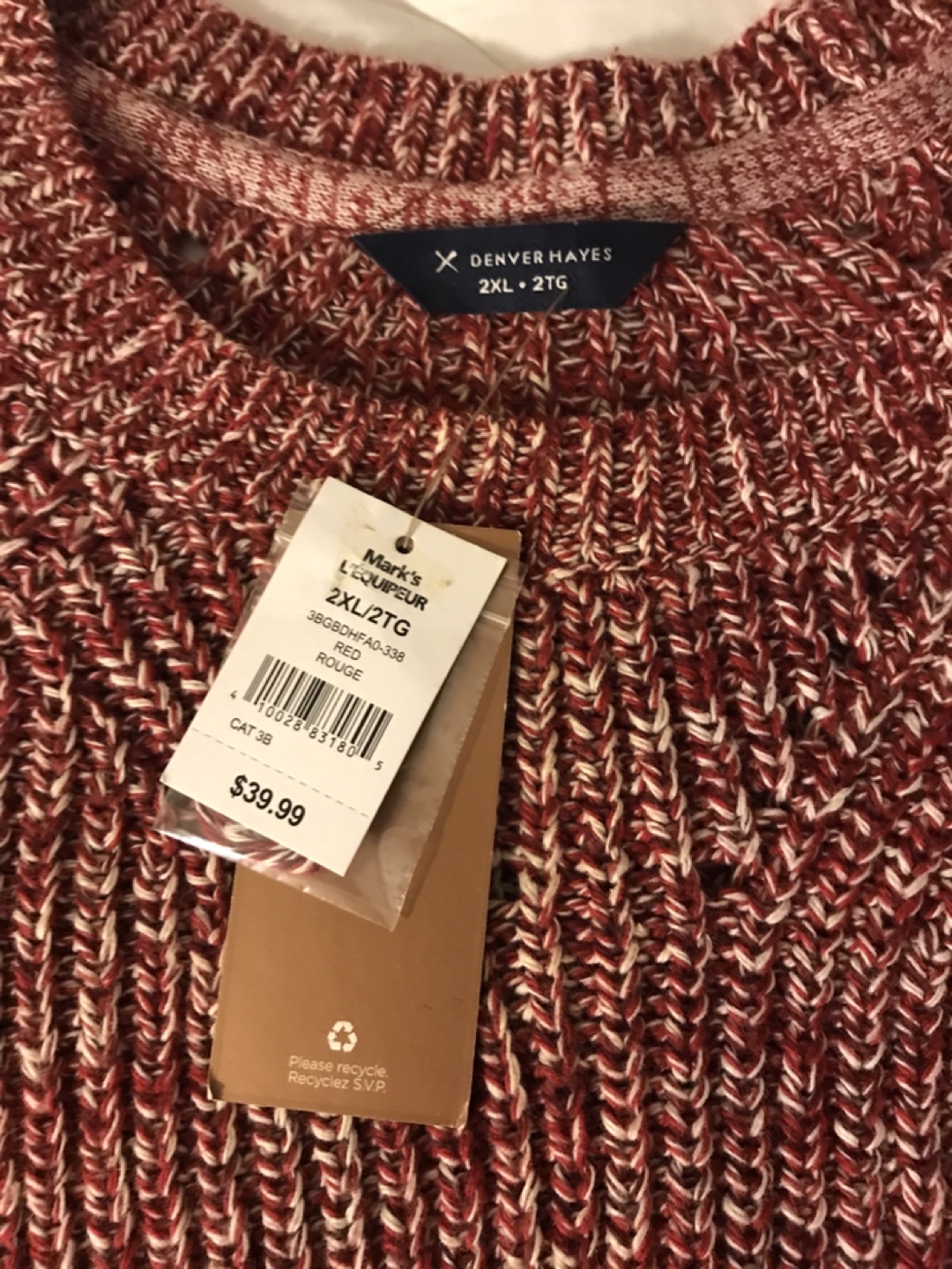 Denver Hayes Red Knit Sweater 2XL