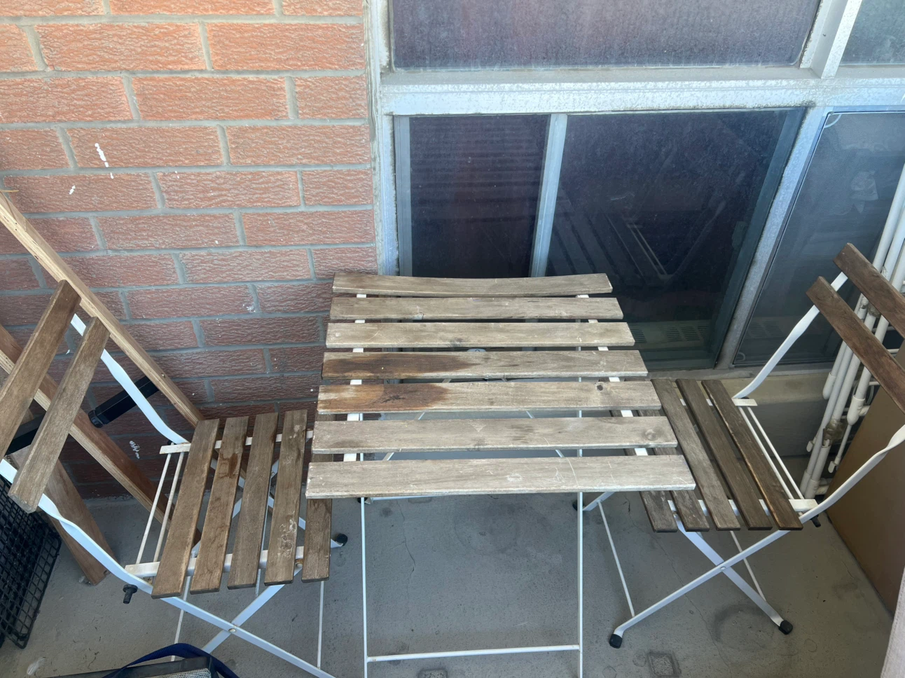 Folding Bistro patio Table and Two Chairs Set - photo 2