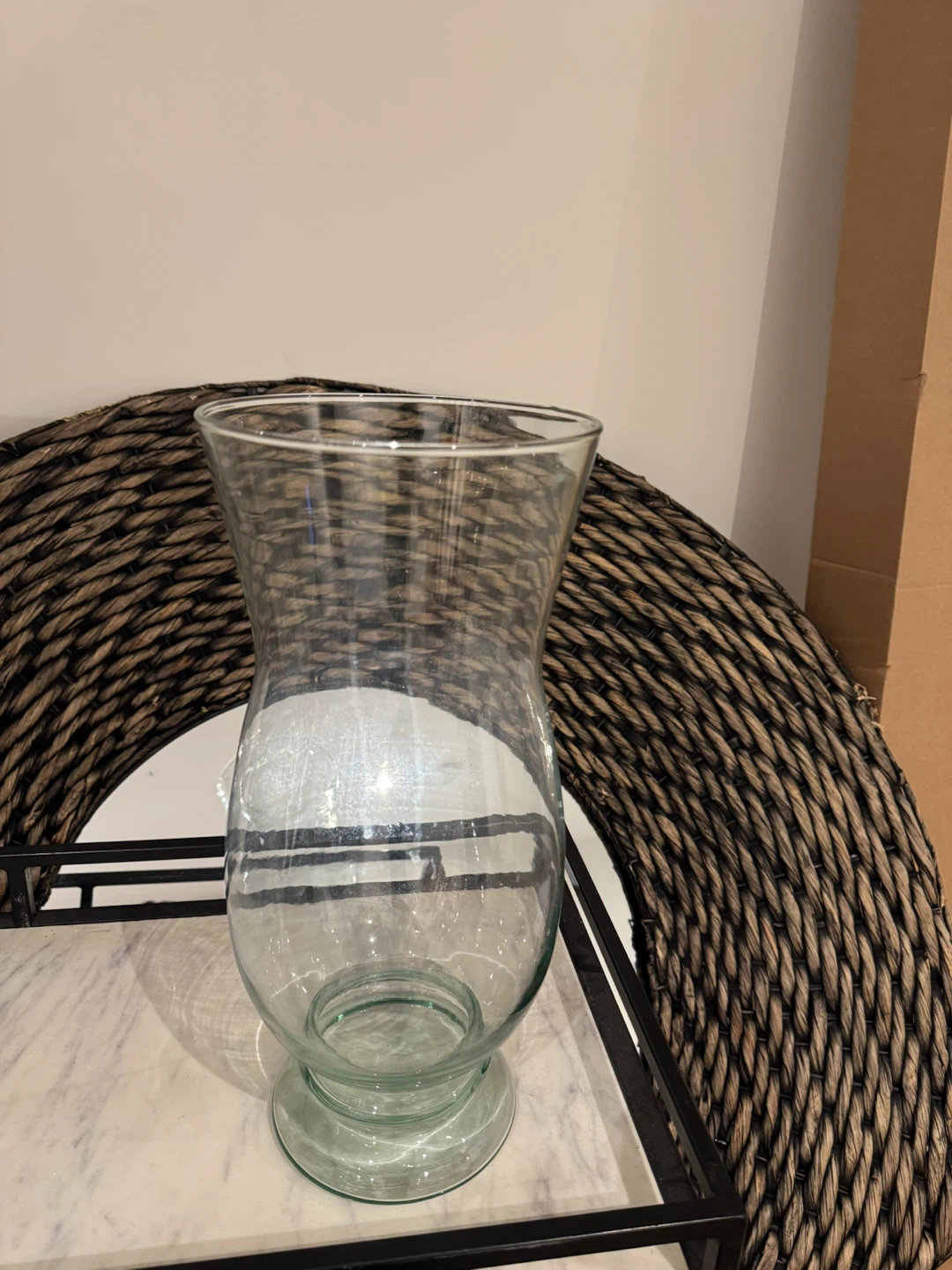 Clear Glass Hourglass Vase