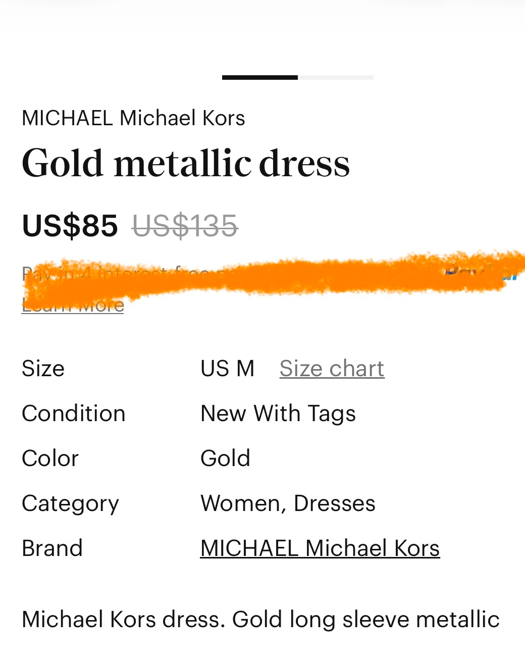 MICHAEL Michael Kors Gold Metallic Dress - photo 2