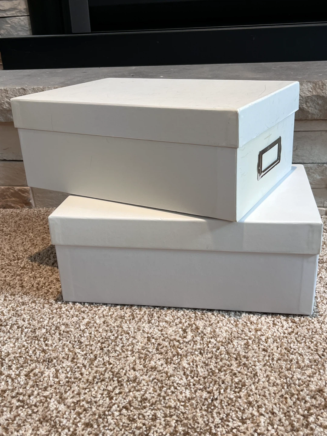 Two White Storage Boxes with Label Holders - photo 3