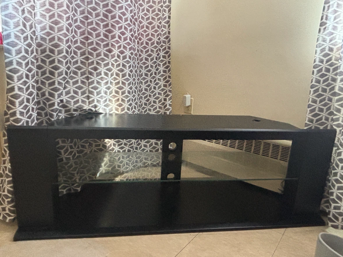 Black TV Stand with Glass Shelf