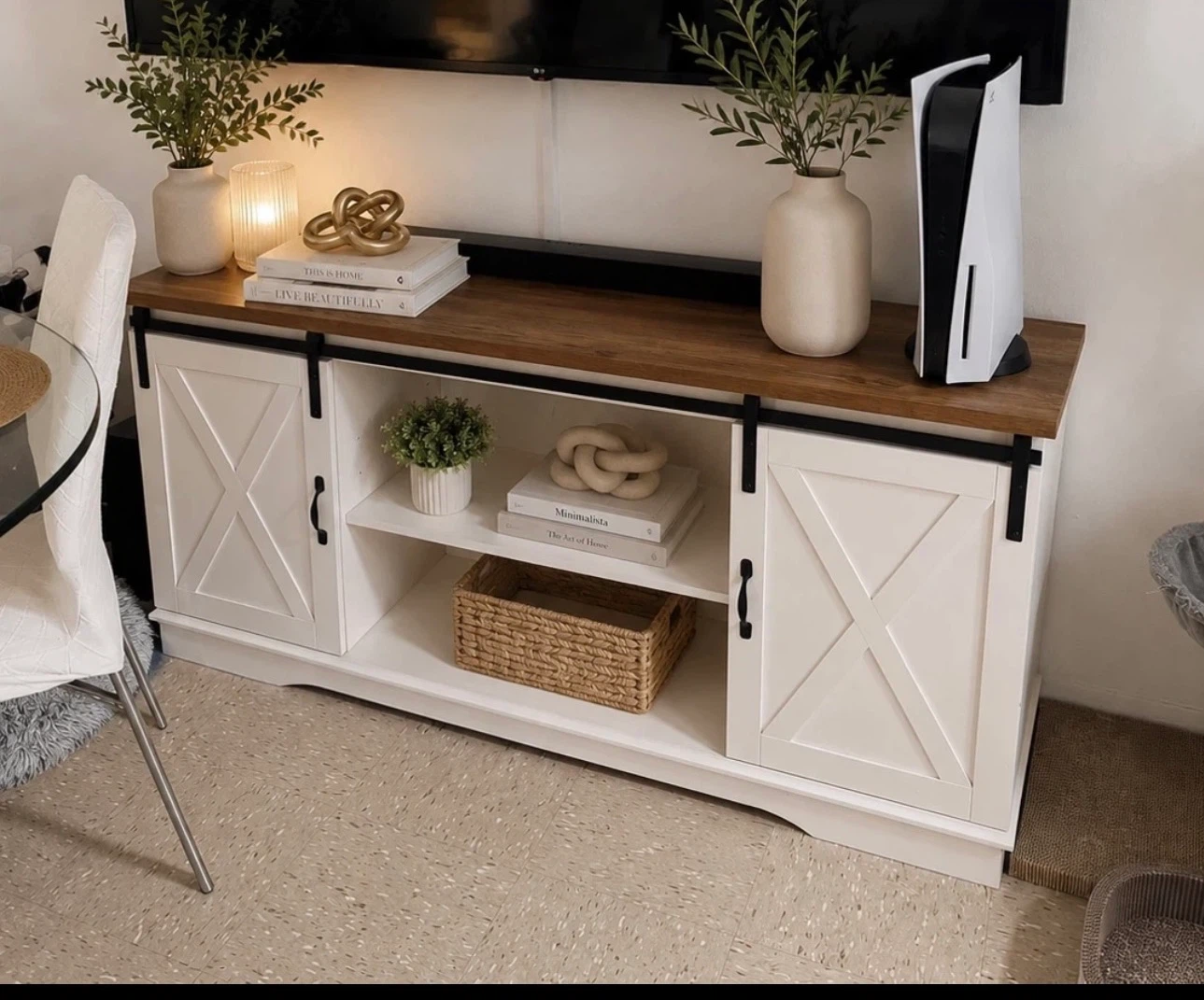 Farmhouse Sliding Barn Door TV Stand