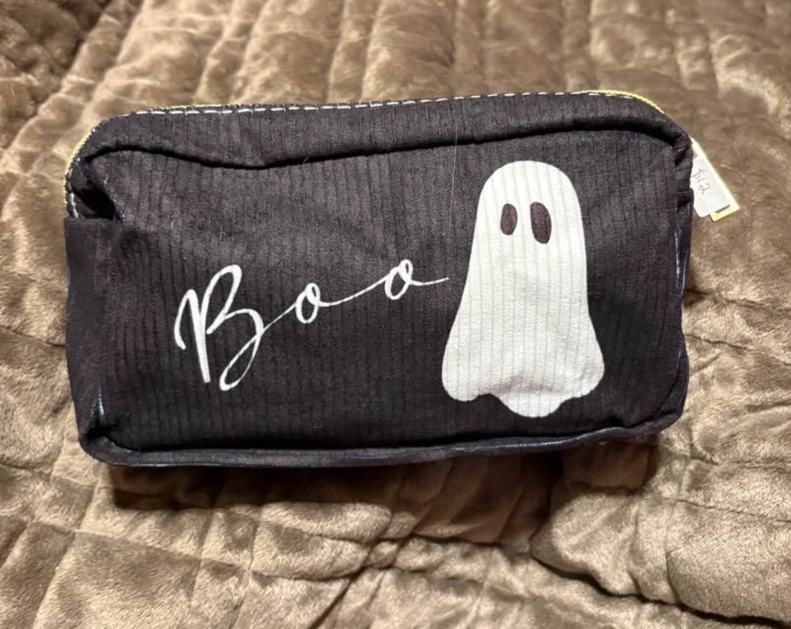 NEW Black Boo Ghost Cosmetic Pouch pick up NE Martindale