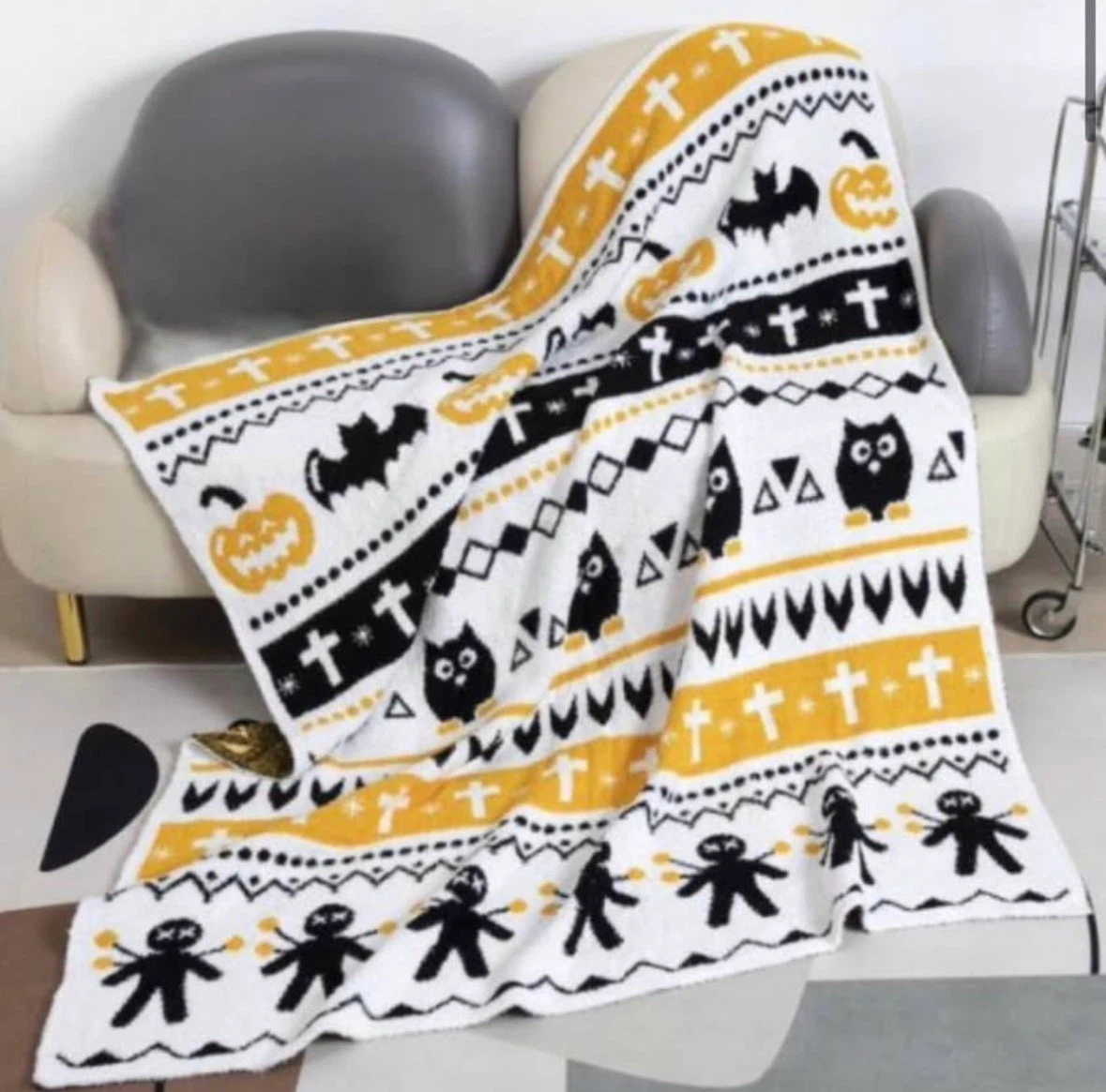 NEW Halloween Voodoo Doll Print Throw Blanket P/U NE MARTINDALE