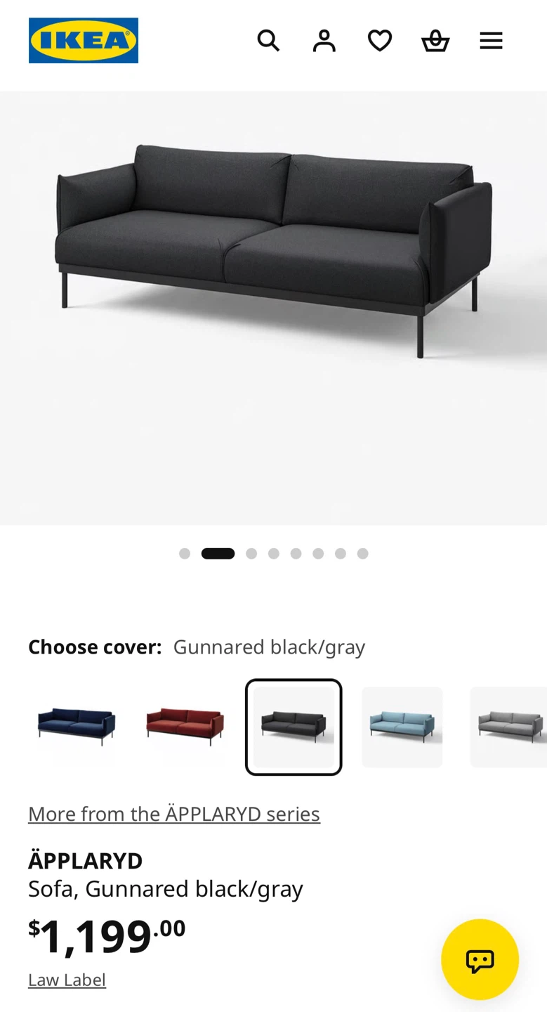 IKEA APPLARYD Sofa in Black/Gray - photo 3