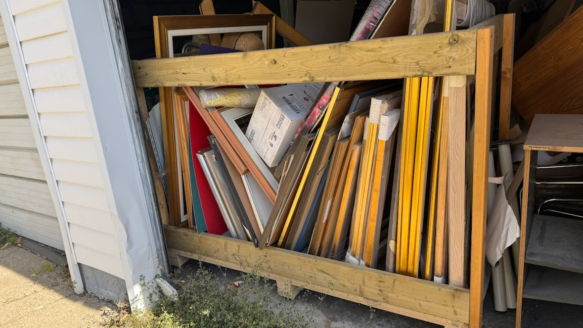Wooden storage rack on wheels