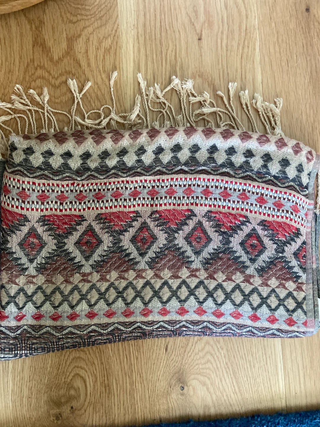 Woven Pattern Scarf with Tassels