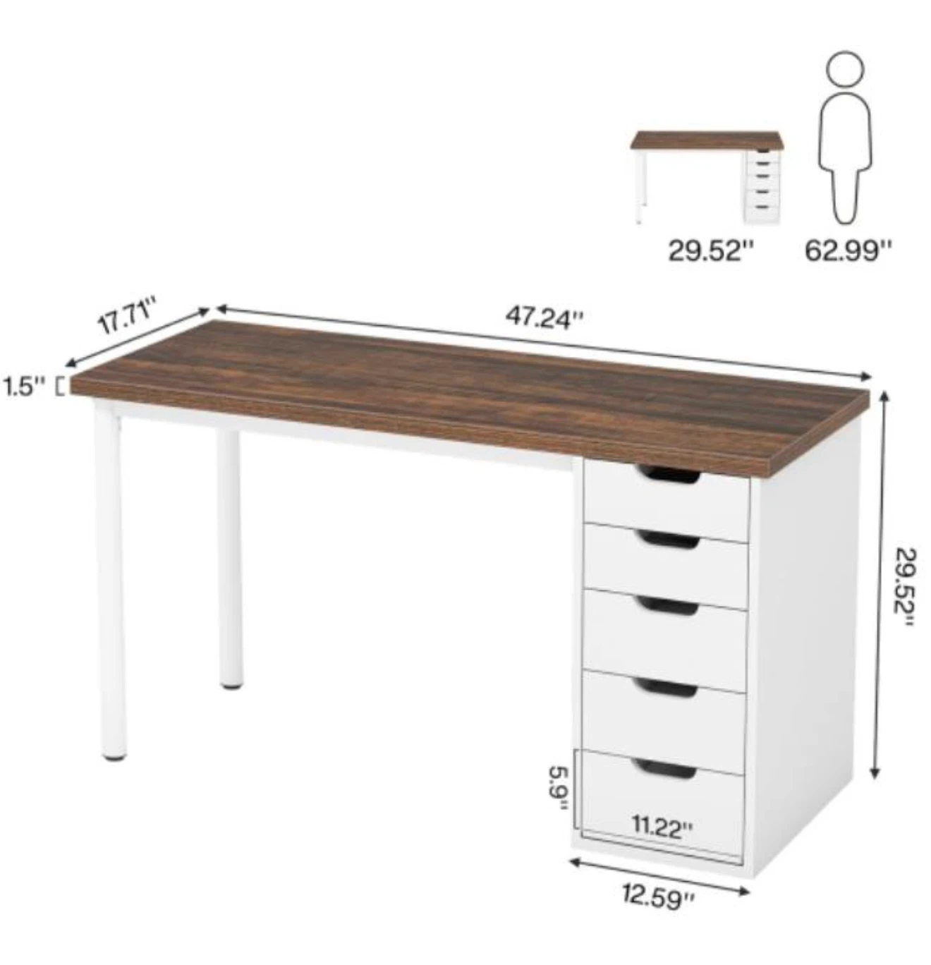 Brand new 5 Drawer Computer Desk - photo 2