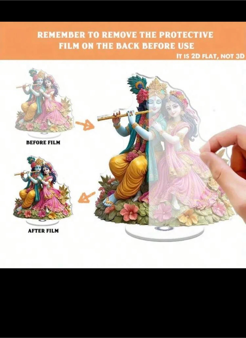 2pcs Radha Krishna Acrylic Display Statues - photo 5