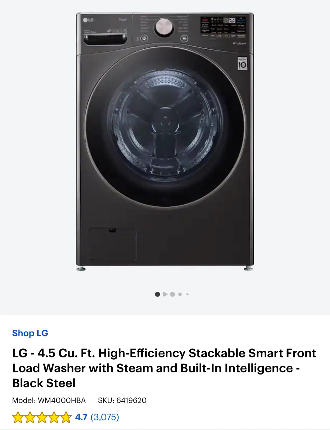 LG Smart Front Load Washer and Electric Dryer Set