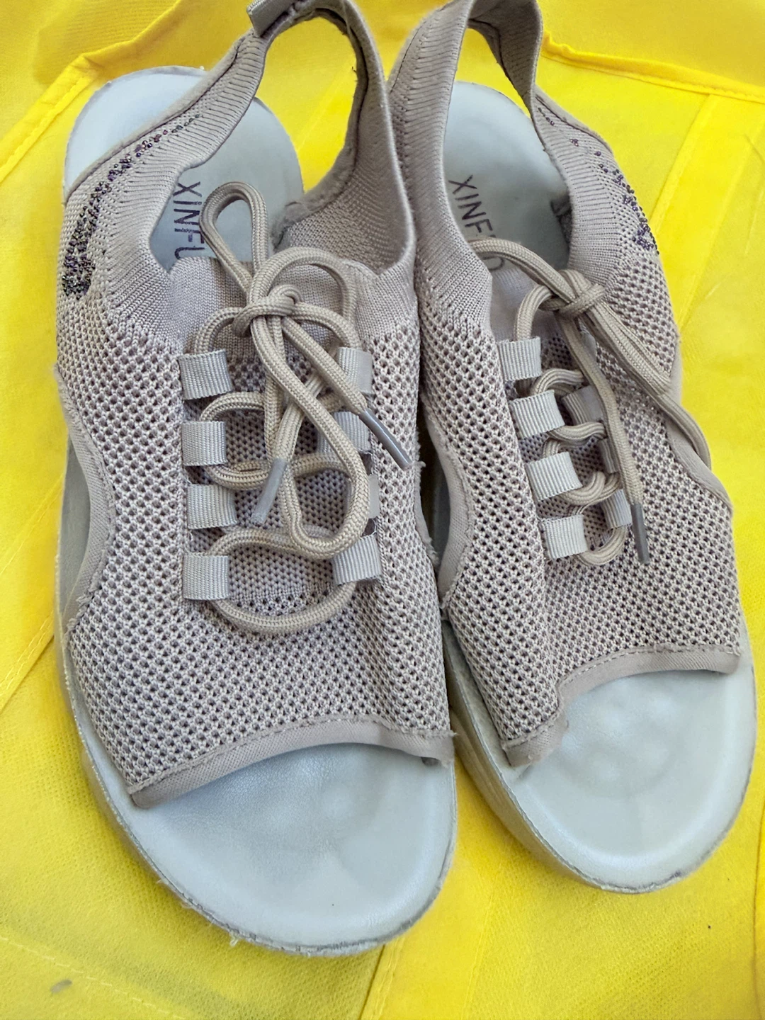 Xinfuda beige knit sandals - photo 5