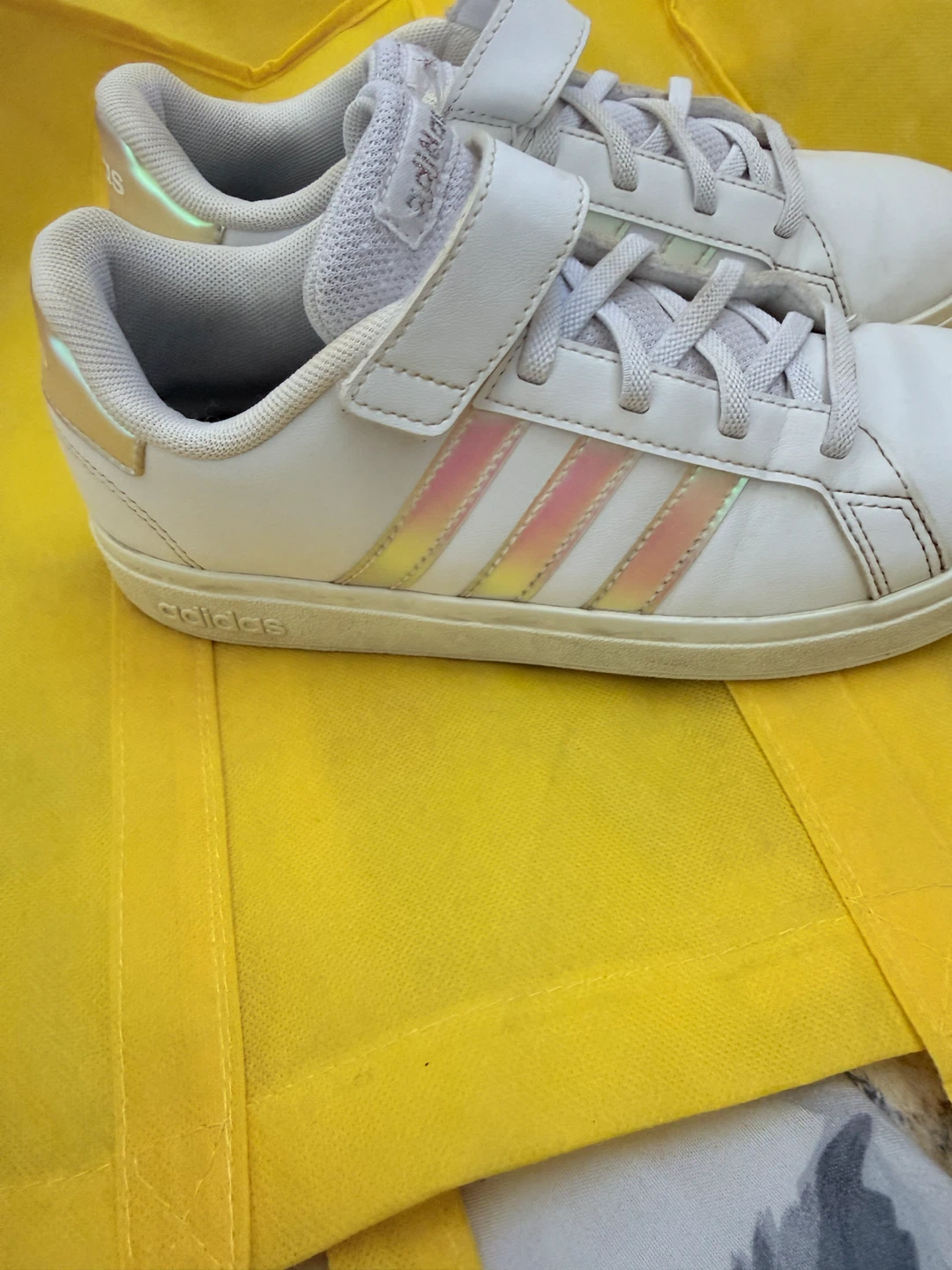 Adidas White Iridescent Sneakers Size 4