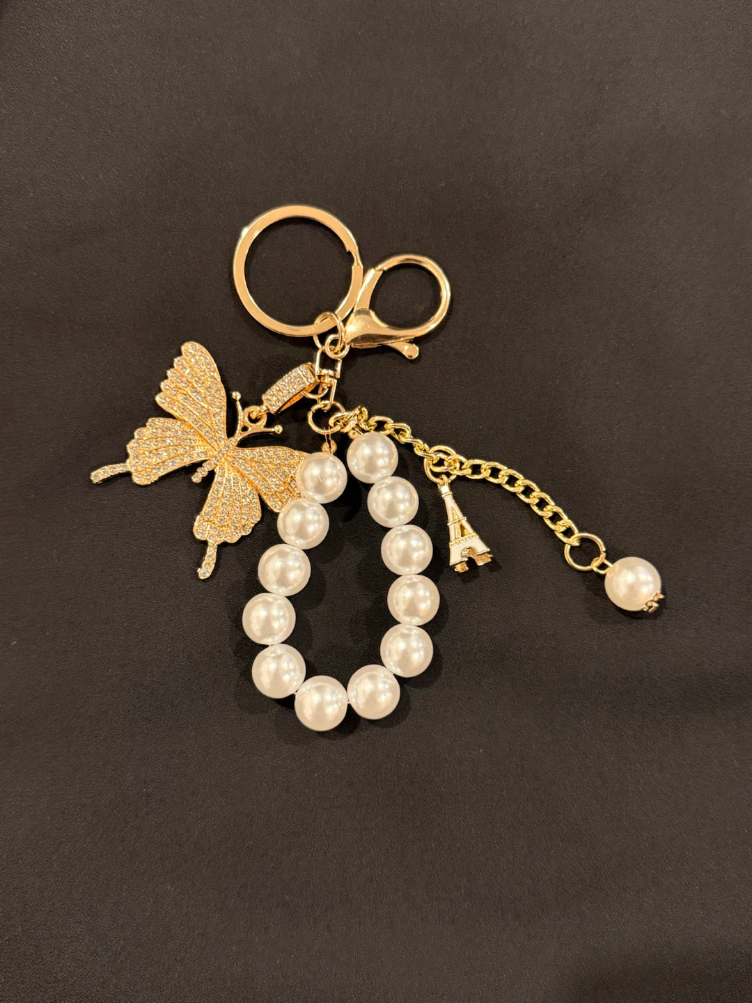 Butterfly and Eiffel Tower Pearl Bag Charm - photo 5