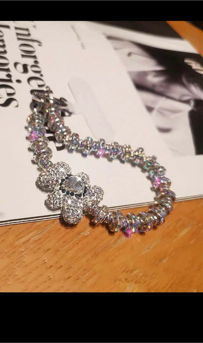 Rhinestone Bear Phone Strap