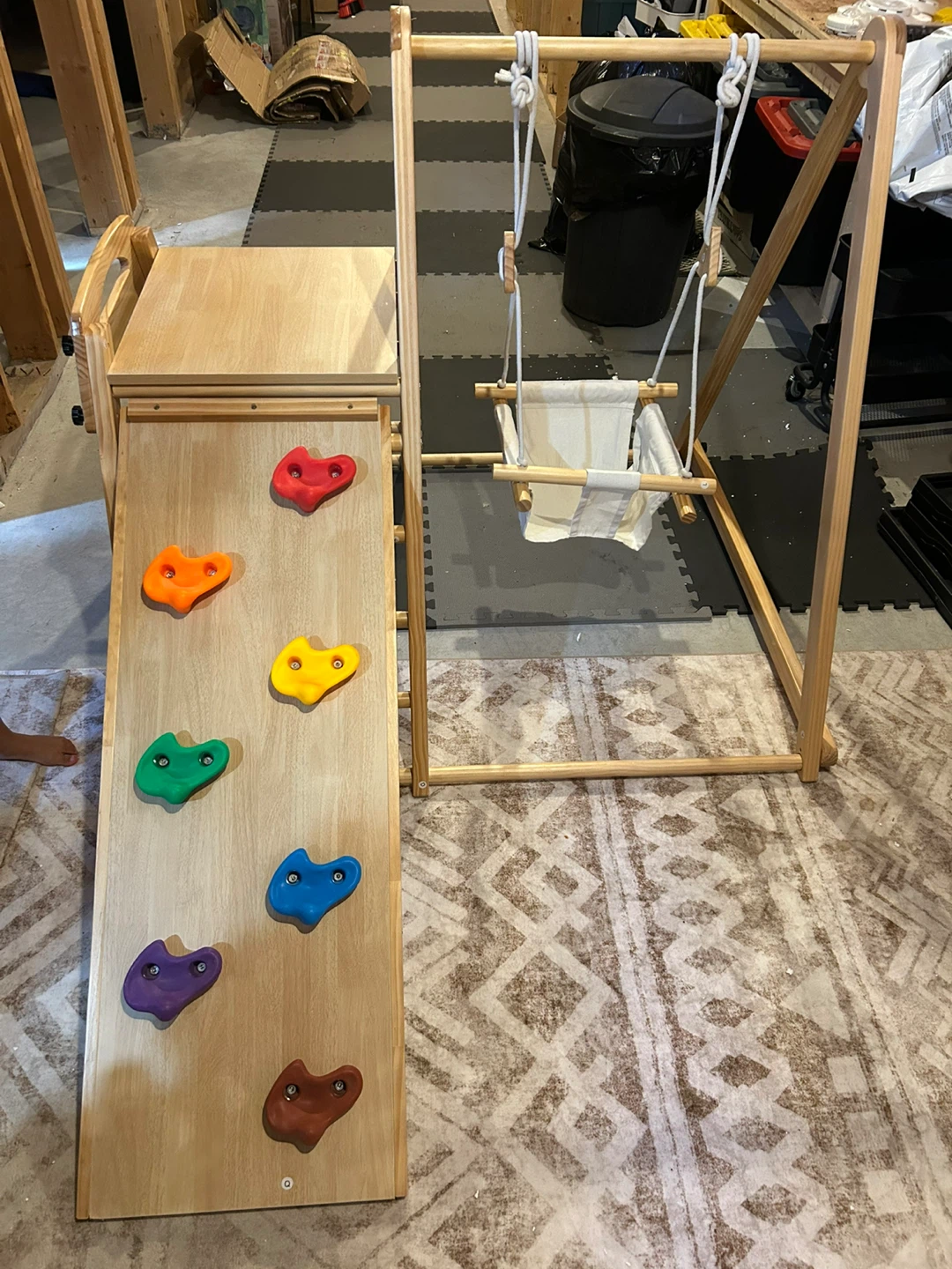 Wooden Kids Indoor Climbing Gym with Swing - photo 2