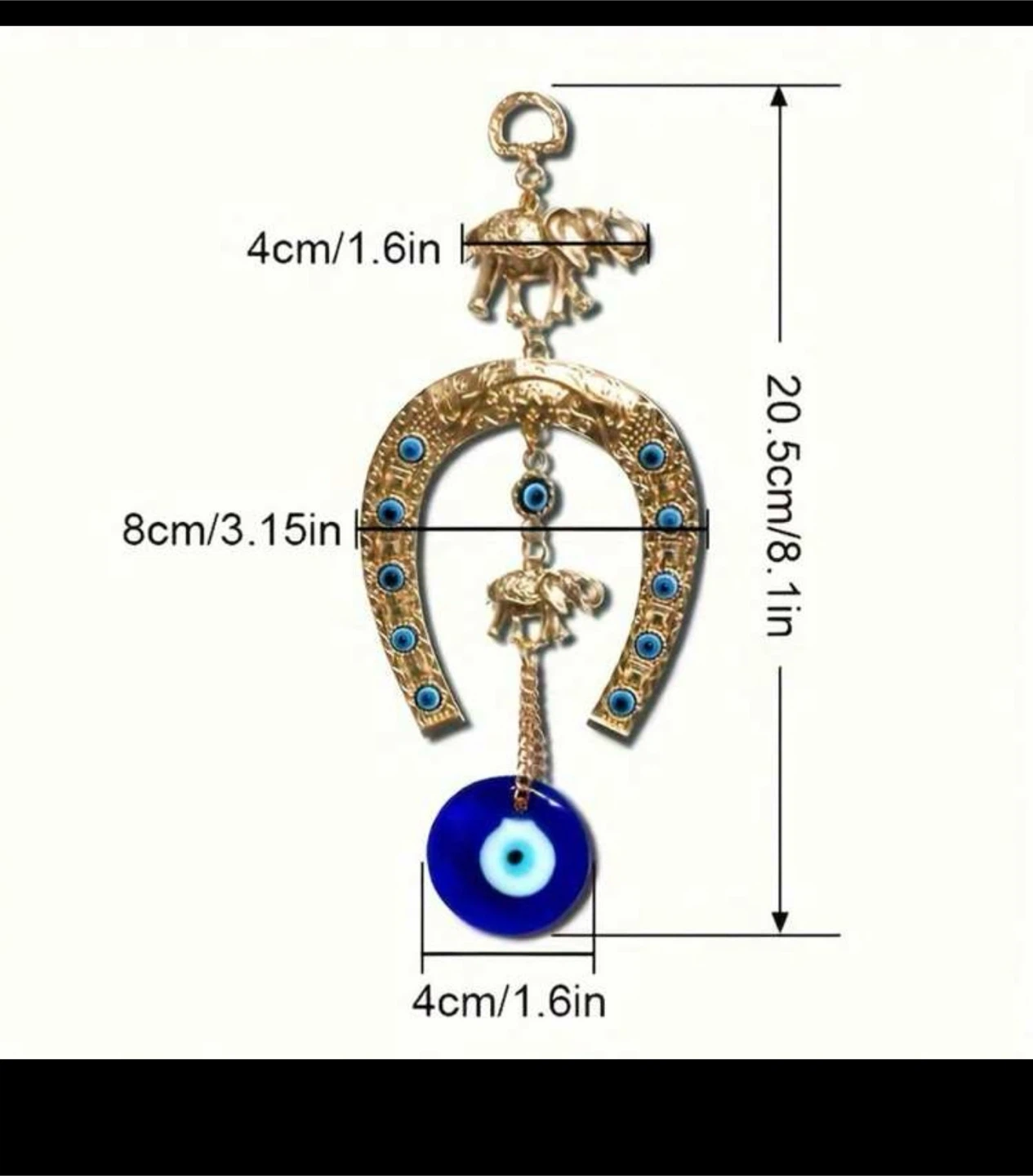 Turkish Evil Eye Elephant Horseshoe Hanging Pendant