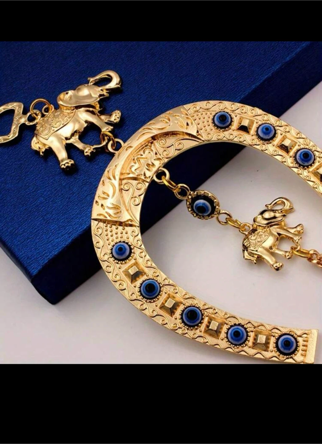 Turkish Evil Eye Elephant Horseshoe Hanging Pendant - photo 4