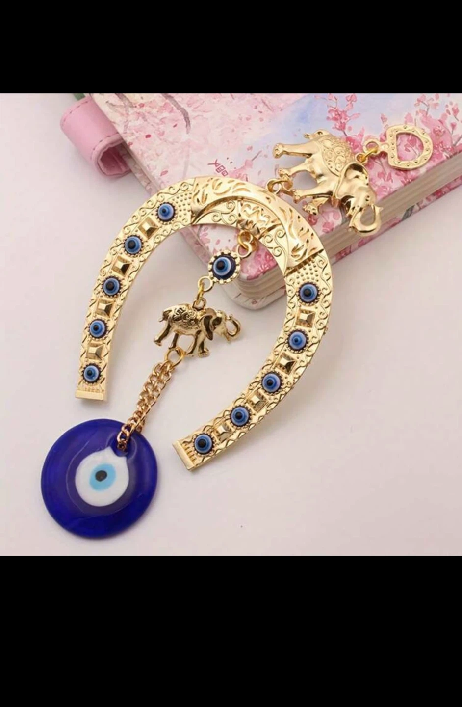 Turkish Evil Eye Elephant Horseshoe Hanging Pendant - photo 5