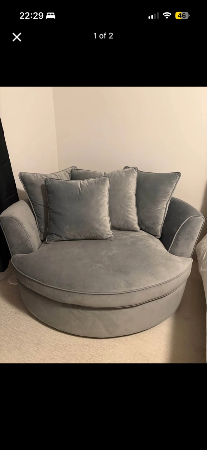 Grey Velvet Cuddle Chair