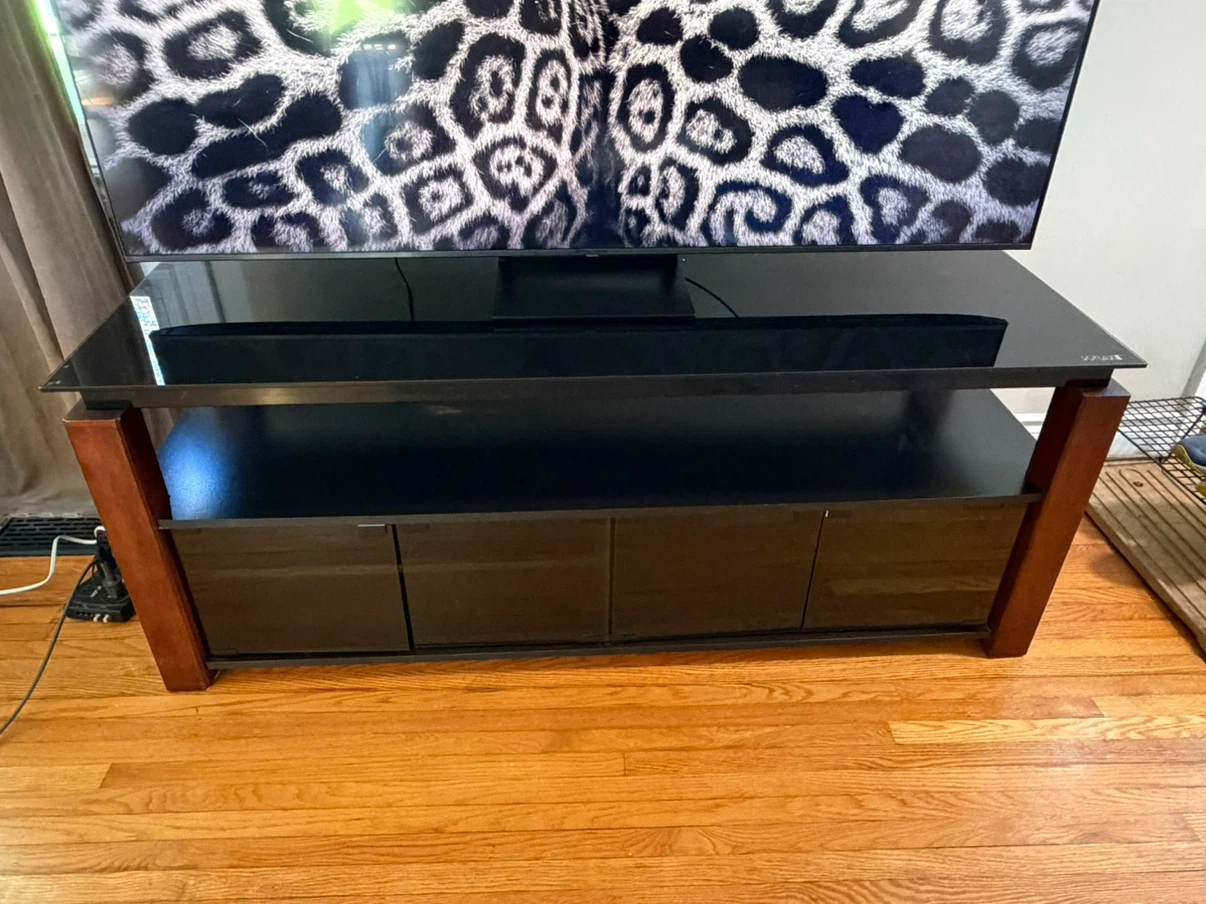 Sonax TV stand with tempered glass top